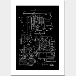 Zigzag Mechanism for Sewing Machine Vintage Patent Hand Drawing Posters and Art